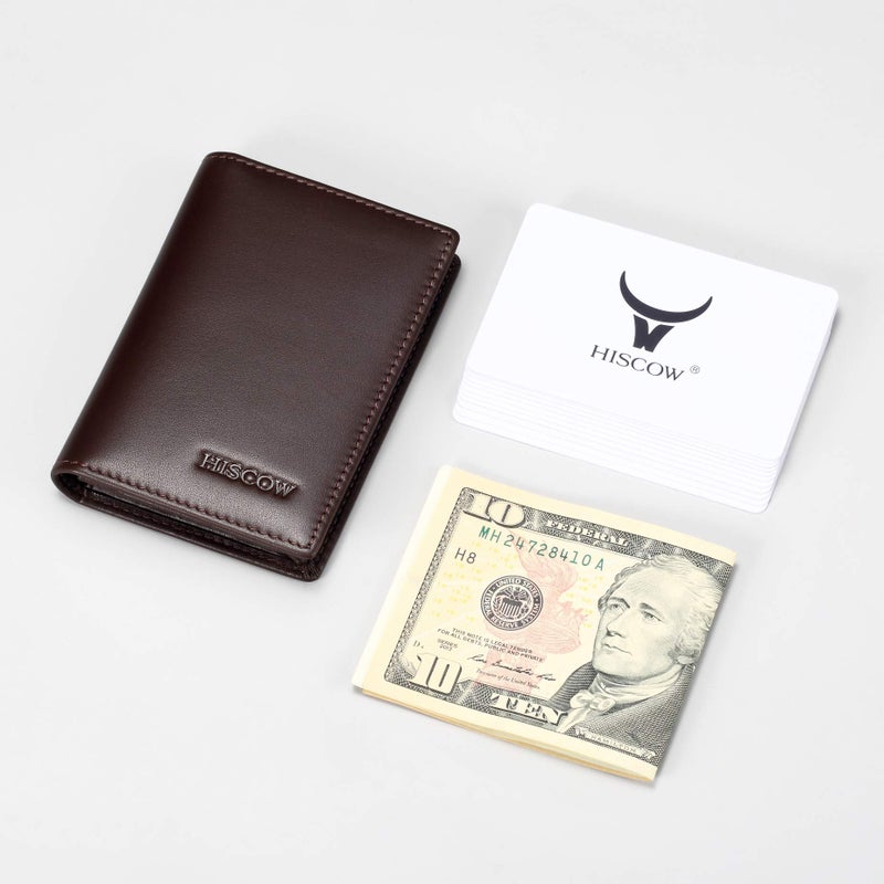 HISCOW Leather Business Card Case Holder for Men & Women, Italian Calfskin (Coffee) - Image 2